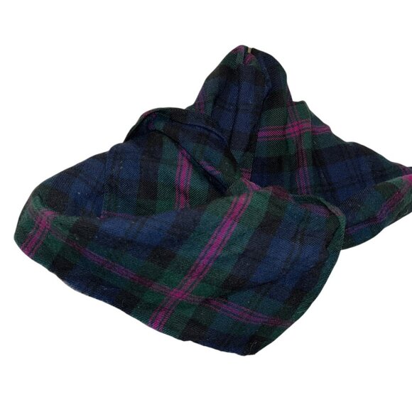 Vintage blue green purple wool plaid scarf - Picture 2 of 4